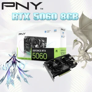 PNY GeForce RTX™ 5060 8GB Dual Fan Graphics Card With NVIDIA Blackwell, DLSS 4, 3840 CUDA Cores, GDDR7 8GB, PCIe Gen 5, 4K/8K Multi-Screen, NVIDIA Studio & Reflex