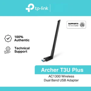 TP-Link Archer T3U Plus | AC1300 High Gain USB Wi-Fi Adapter | Dual Band | MU-MIMO | USB 3.0 | Windows & macOS Compatible | External Antenna
