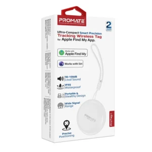 Ultra-Compact Smart Precision Tracking Wireless Tag For Apple Find My App | Loud Alarm | Lost Mode | Unlimited Distance Tracking | 1-Year Standby | IPX6 Water Resistant