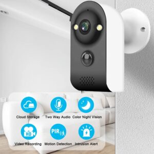 mouschi S-Eight Security CCTV Surveillance IP Camera  – WIFI Camera 2 Mega Pixels Clarity – 120° Wide Angle – PIR Motion Detection – Night vision – Two Way Audio – Supports TF card & Cloud Storage