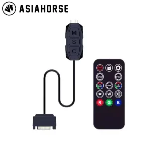 ASIAHORSE SATA to ARGB Controller with 14-Key Remote – 5V 3-Pin, Black, 500mm Cable, 3.5A Max Current, Easy RGB Sync for PC Fans & LED Strips