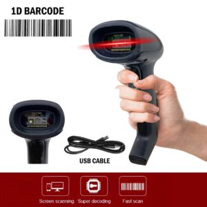 Laser Barcode Scanner , Handheld 1D ; USB Wired Barcode Reader Optical Laser High Speed 200 scans per second for POS System Supermarket