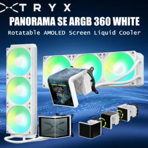 TRYX Panorama SE ARGB 360 White Liquid Cooler With Rotatable 6.67 Inch AMOLED Screen, 2K 60Hz Display, ASETEK Adela 280W Cooling, ROTA ARGB Fans, And Broad CPU Support | WHITE