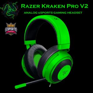 Razer Kraken Pro V2 Analog eSPORTS Gaming Headset – Retractable Microphone –  50 mm Razer Custom Tuned Drivers – 3.5 mm Jack – for PC, Xbox One and PlayStation 4 | GREEN