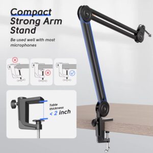 FIFINE BM63 Black Heavy-Duty Boom Arm Mic Stand – 15.5″ Adjustable Scissor Arm with Desk Mount, 2kg Load, 5/8″ Screw, Cable Ties for Recording, Gaming, Streaming