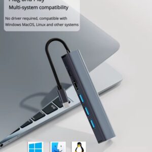 5-in-1 Type-C Hub With 3× USB 3.0 (5Gbps), 100W PD Fast Charging & Gigabit Ethernet – Midnite Star Multiport Adapter For Laptops & Peripherals