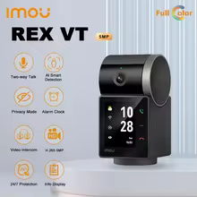 IMOU Rex VT 3K 5MP Indoor Security Camera | Video Intercom, 360° View, 2.4″ Smart Screen, Night Vision, AI Detection, Voice Memo, Wi-Fi, Privacy Shield, 96dB Siren