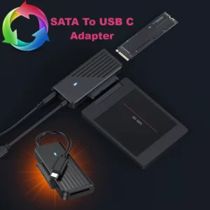 SATA To USB-C 5Gbps Adapter With Dual Protocol Support For M.2 NGFF & 2.5/3.5 Inch SATA SSD HDD, USB3.0 To SATA Cable With JMS578 Chipset & Optional DC Power Port