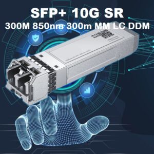 Fiber Optic Multimode Module Transceiver SFP+ 10G BASE SR 300M 850nm 300m MM LC DDM ; for Data Transmission Over Two Multimode Fibers (MMF)  10 Gbps Speed Over Distances of up to 300 m | 1 PCS AXON