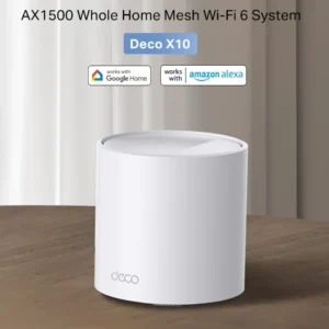 TP-Link Deco X10 AX1500 Whole Home Mesh WiFi 6 – 1-Pack, 2,100 sq.ft Coverage, Dual-Band 5GHz/2.4GHz, AI-Driven Mesh, OFDMA & MU-MIMO, App & Voice Control, Connects 120 Devices