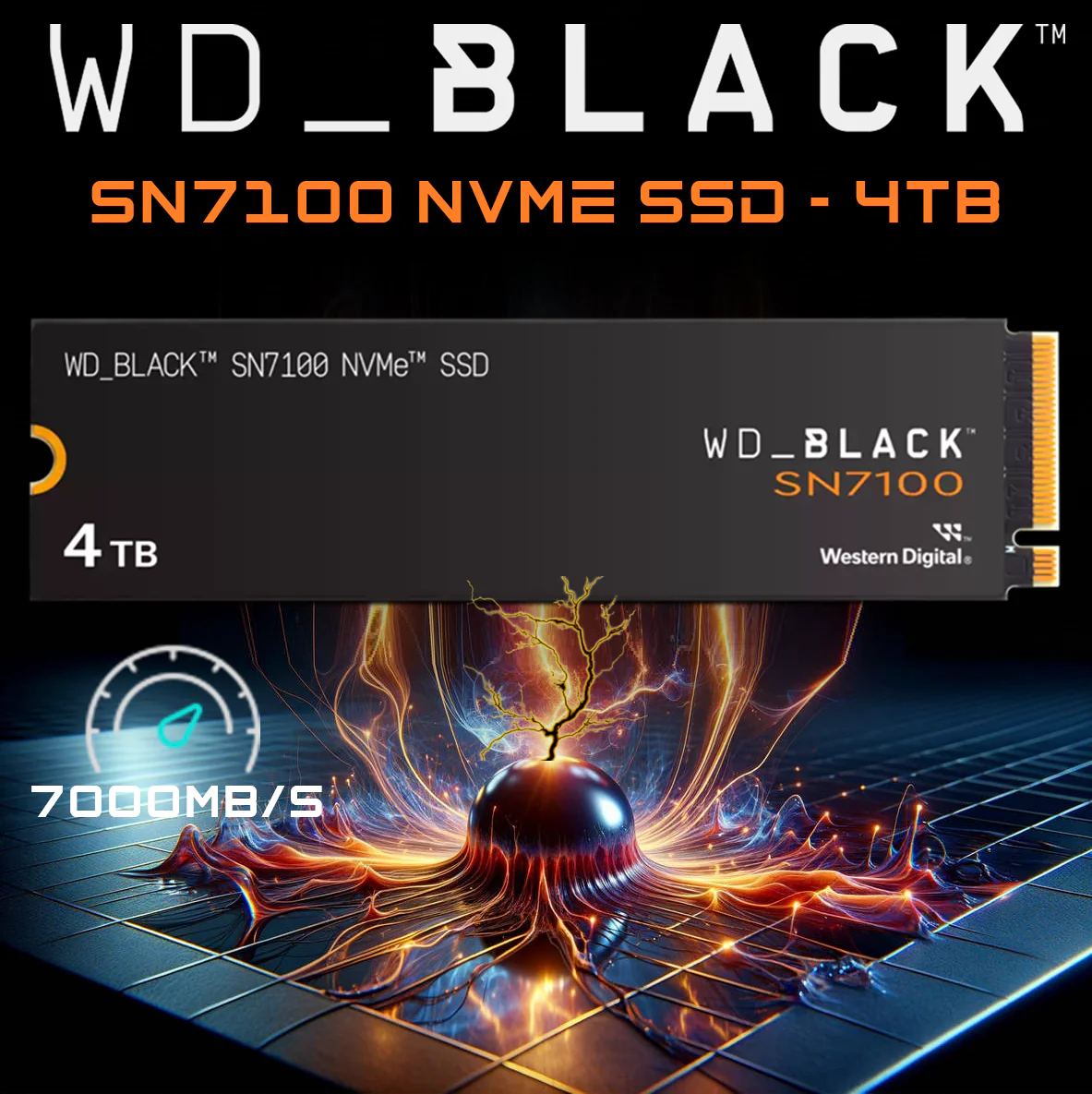 WD_BLACK SN7100 4TB NVMe SSD – PCIe Gen4 Interface , Up to 7000MB/s Read, 6700MB/s Write, DRAM-less, M.2 2280, WD_BLACK Dashboard Software Control | WDS400T4X0E-00CJA0
