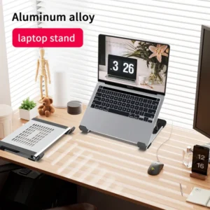 N23-3 Laptop Cooler Stand – Aluminum + ABS + Silicone, Foldable & Adjustable, Heat Dissipation Support with 5° Tilt, Height Range 100–170mm