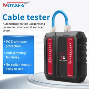 NOYAFA NF-466 Network Cable Tester | RJ45 UTP/STP Tester with Master & Remote, Anti-Burn & Anti-Interference | PoE Safe, LED Indicators, Battery-Powered