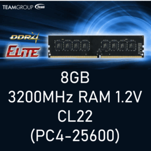 Team Elite 8GB (1x 8GB) DDR4 3200MHz RAM 1.2V CL22 (PC4-25600) UDIMM Desktop Memory | BLACK 