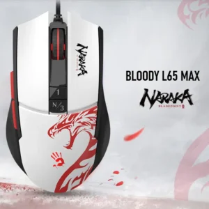BLOODY L65 MAX RGB Gaming Mouse – Wired, 12K BC3332-A Sensor, 2000Hz Report Rate, 4M Memory, Lightweight Honeycomb Shell, RGB Effects, 35G Acceleration, White