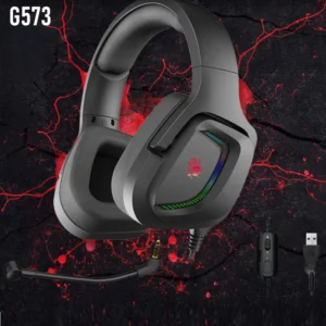 BLOODY G573 RGB 7.1 Wired Gaming Headset – Virtual Surround Sound, Detachable Mic, 50mm Drivers, RGB Lighting, Ergonomic 3D Ear Pads, USB – Black
