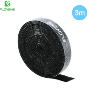 Floveme 3M Velcro Cable Organizer Strap – Black | Reusable Cable Management for Desktop, PC, Charging, Mouse, Keyboard, and Earphones