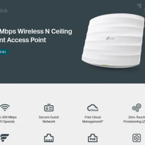 TP-Link FESTA F41 300Mbps Wireless N Ceiling Mount Access Point – PoE Support, Cloud Management, Easy Setup, 2x4dBi Antennas, Wall/Ceiling Mount Kit