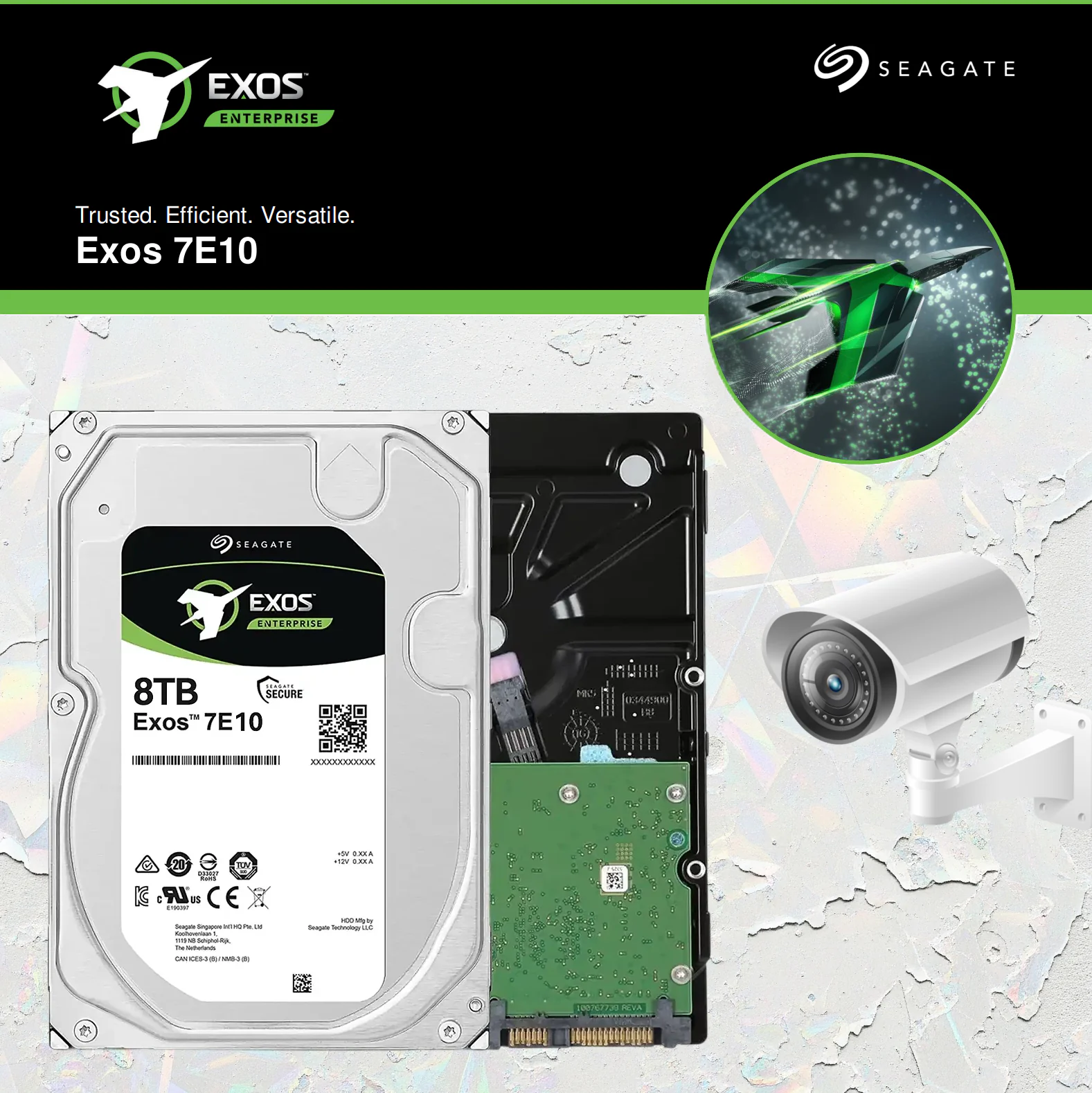 Seagate Exos 7E10 ST10000NM017B 8TB Enterprise HDD | 7200RPM | 256MB Cache | SATA 6Gb/s | 263MB/s Transfer | 2M-Hour MTBF | 24×7 Workload 550TB/Yr