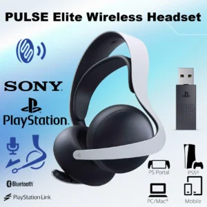 Sony PULSE Elite Wireless White Headset – Planar Magnetic Drivers, PlayStation Link Ultra-Low Latency, 30H Battery, AI Noise Rejection, Dual Device Bluetooth , Charging Hanger , PS5®, PS4™, PC, Mac®, PlayStation Portal™, Bluetooth® devices Compatibility | OPEN BOX