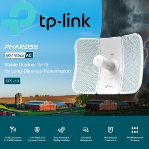 TP-Link CPE710 | 5GHz AC 867Mbps Long Range Gigabit Outdoor CPE for PtP and PtMP Transmission | Point to Point Wireless Bridge | 23dBi | Passive PoE Powered w/Free PoE Injector | Pharos Control