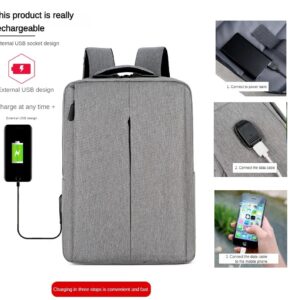 Slim Multifunctional Laptop Backpack – Waterproof – Recharge USB Port  – Shock Protection for Electronics – Inner Pocket Compartments Practical for Business Travel , University & School – Grey