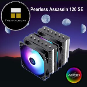 Thermalright Peerless Assassin 120 SE ARGB CPU Air Cooler, 6 Heat Pipes CPU Cooler, Dual 120mm TL-C12C-S PWM Fan, Aluminium Heatsink Cover, AGHP Technology, for AMD AM4 AM5/Intel 1700/1150/1151/1200 | BLACK