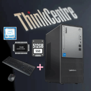 ThinkCentre neo 50t Gen 5 Intel® Core i5-14400 | Intel® UHD Graphics 730 | 8GB DDR5 RAM ;  512GB SSD ; DOS | 3-in-1 Card Reader | HD Speakers | USB Calliope Keyboard Eng. Ara + Mouse | Ethernet , NO Wi-Fi  , No Bluetooth | Black ~ 1 YEAR WARRANTY