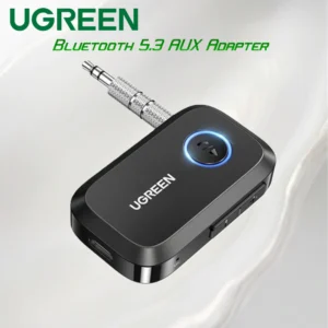 UGREEN Bluetooth 5.3 AUX Adapter With 15H Battery, Hands-Free Calling, Dual Device Pairing, Plug-And-Play 3.5mm Receiver for Car Stereo, Speakers, Headphones | Black