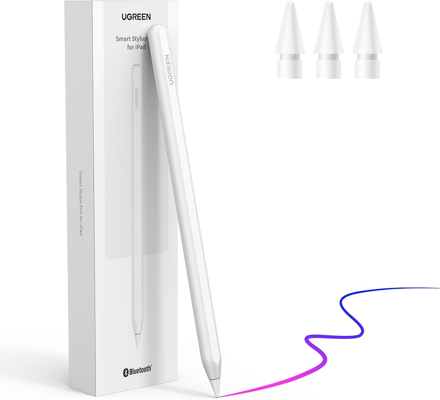 UGREEN Stylus Pencil for iPad Magnetic Wireless Charge 2nd Generation Tilt Sensitivity Palm Rejection Power Display Pencil Pen ; USB-C & Magnetic Charging ; for iPad Pro , iPad Air , iPad Mini