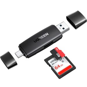 UGREEN SD Card Reader USB 3.0 USB C Memory Card Reader OTG Card Adapter for SD Micro SD SDHC SDXC MMC Card Compatible with MacBook Pro Air Mi Galaxy S20 iPad Pro 2020 Surface Pro Computer Laptop | 80191