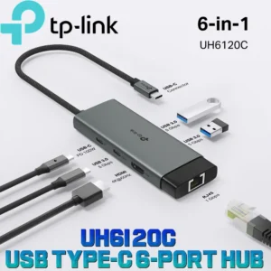 TP-Link UH6120C USB Type-C 6-Port Hub With 4K@60Hz HDMI, Gigabit Ethernet, 100W PD Charging, USB-C & USB-A 5Gbps Data Ports, Aluminum Build, Plug & Play , Compatible with MacOS, Windows, Linux, iPad OS, iOS, Android, ChromeOS, Nintendo