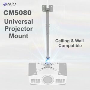 NCTS CM5080 Universal Projector Mount – Full-Motion 360° Swivel, ±15° Pitch, ±8° Roll, Telescopic Steel Construction, Adjustable Arms, Ceiling & Wall Compatible