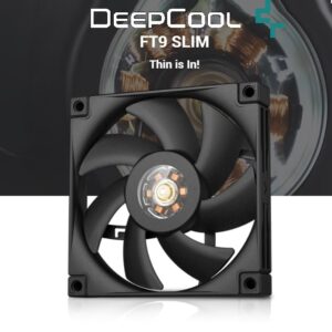 DeepCool FT9 SLIM WHITE LED 92mm PWM Case Fan ; 31.18 CFM Airflow Power ; 2950 RPM Turbocharge ; 4-pin Fan Connector ; Fluid Dynamic Bearing ; Compact 92×92×15 mm | One Single Fan ; BLACK