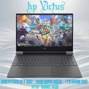 Victus by HP AMD Ryzen AI 7 350 | 16GB DDR5-5600 RAM , 1TB NVMe SSD | RTX 5060 , 8GB | 15.6-inch FHD144 Hz IPS Display | 1-zone RGB Backlit Keyboard | Windows 11 | MICA SILVER 15-fb3001nr 