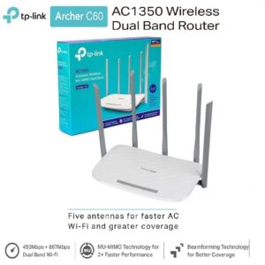 TP-Link Archer C60 AC1350 – 5 Antenna Dual Band Router , Wi-Fi Speed Up to 867 Mbps/5 GHz + 450 Mbps/2.4 GHz, Supports Parental Control, Guest WiFi, MU-MIMO Router, Qualcomm Chipset- White