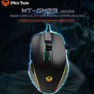 MEETION GM23 Wired RGB Gaming Mouse | 12800 DPI, Removable Counterweight, Programmable Buttons, 3D Non-Slip Wheel, USB, Ergonomic Design, Plug & Play, FPS/MMORPG Ready