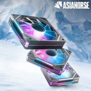 AsiaHorse AMICI GT ARGB 120mm PWM Fan 3-Pack – Forward Black, Infinity Mirror, 24 ARGB LEDs, 1800RPM, 68.5CFM, 2.0mmH2O, HDB Bearing, Low Noise 30dB, Sync-Compatible