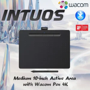 Wacom Intuos Wireless Medium Bluetooth  Pen Tablet With 4K Pressure-Sensitive Battery-Free Pen, 4 ExpressKeys, 10-Inch Active Area, Wireless USB, Bonus Creative Software | Black CTL6100WLK