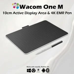 Wacom One M Pen Tablet, 10cm Active Area, 4K Pressure-Sensitive Battery-Free EMR Pen, Tilt Recognition, Bluetooth & USB-C, Windows/Mac/Chromebook/Android | CTC6110WLW1B