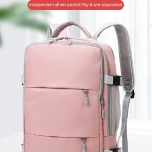Pink Laptop Backpack – Accommodates Up to 15.6″ Laptops & Tablets – Waterproof – Heavily Padded for Sensitive Electronics Protection –  USB Charging Port – Inner Pockets for Wet & Dry Laundry – Luggage Strap -Multifunctional for Hiking , Gym , Travel