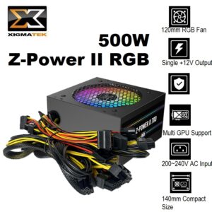 XIGMATEK Z-Power II RGB 700 PSU Non-Modular 500W – 120mm RGB Fan – AC 230V Input, Double Forward- Support Latest Intel & AMD Motherboard – OPP/UVP/OVP/SCP Protection | BLACK EN44557