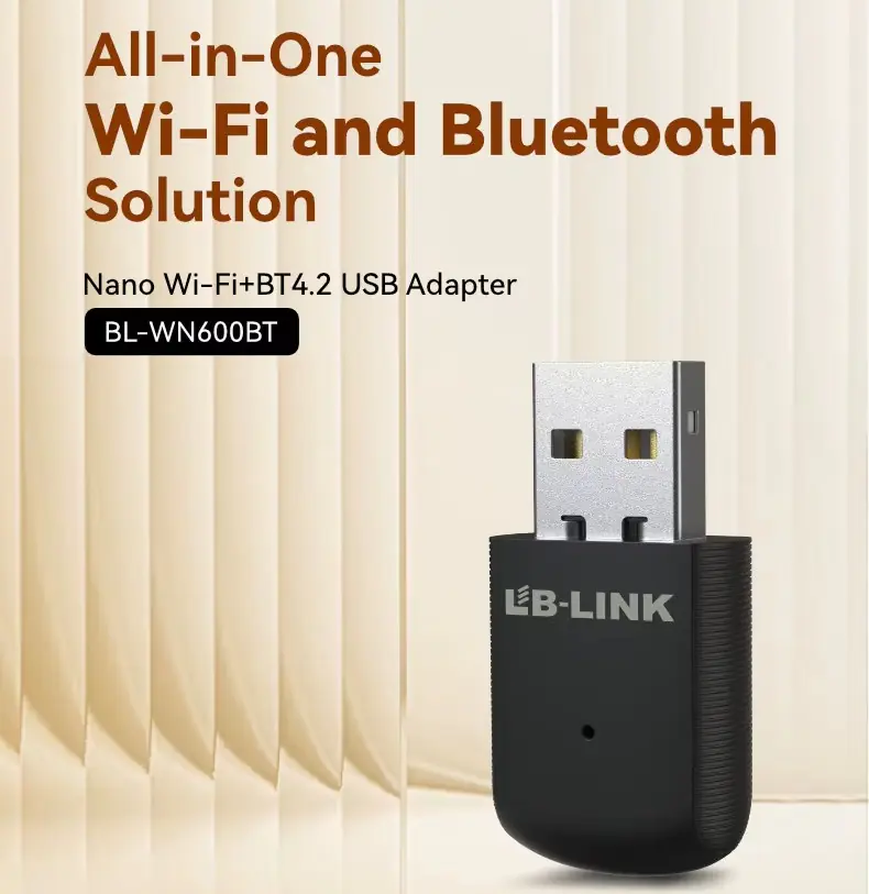 LB-LINK BL-WN600BT Nano USB Adapter Wi-Fi 802.11b/g/n + Bluetooth 4.2, Internal Antenna, 150Mbps High-Speed Transmission, Soft AP Hotspot Support