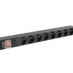 Power Distribution Unit PDU 8-Way EU Socket 1U – Aluminum Alloy Rack Mount With Switch, Flame-Retardant PC Safety, Tin Bronze Conductors, 2M EU Plug Cable