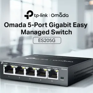 TP-Link Omada ES205G 5-Port Gigabit Easy Managed Switch – Fanless, Cloud-Managed, VLAN, QoS, Loop Prevention, IGMP Snooping