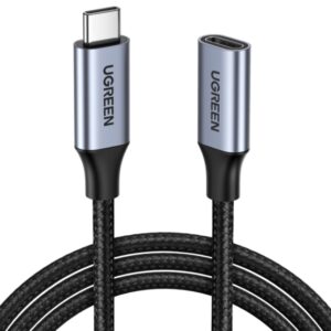 UGREEN USB-C MALE TO USB-C FEMALE GEN2 1M DARK GRAY CABLE