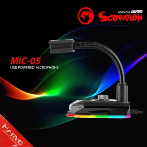 Marvo MIC-05 USB Powered Microphone – Omnidirectional, Volume Control, Compatible with PC, Laptop, Smartphone, Black