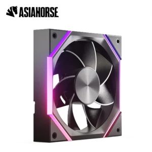 AsiaHorse NYOTA ARGB 120mm Case Fan – Reverse Black, PWM 800–2000RPM, 61.5 CFM Airflow, Quiet 29dB, Hydraulic Bearing, Customizable ARGB Lighting, 4-Pin