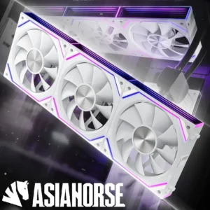 AsiaHorse Dawn Pro ARGB 120mm Fan 3-Pack – Modular Daisy Chain, Infinity Mirror, PWM Control, HDB Bearing, 900-1850 RPM, 71 CFM Airflow, ARGB Sync – Forward White