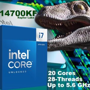 CPU Intel Core i7-14700KF – Raptor Lake Core i7 14th Gen 20-Core (8P+12E) LGA 1700 125W , Up to 5.6 GHz Unlocked, 33MB Cache , None Integrated Graphics Desktop Processor – BOXED | 1 YEAR WARRANTY